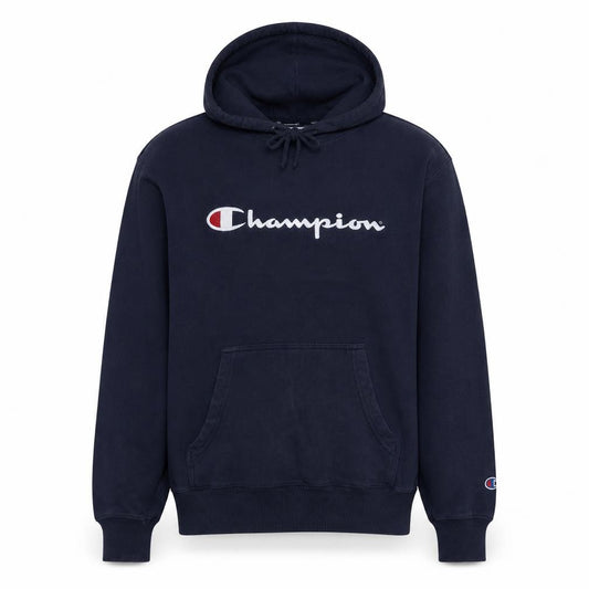 Champion Men's Blue Pullover Hoodie S Regular Fit Embroidered Logo