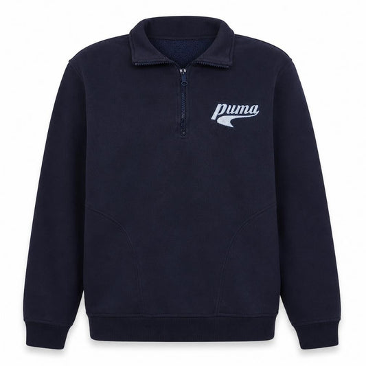 Puma Men's Blue 1/4 Zip Fleece Sweatshirt L Regular Fit