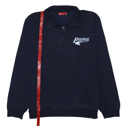 Puma Men's Blue 1/4 Zip Fleece Sweatshirt L Regular Fit