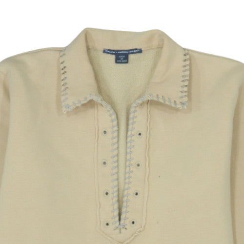 Ralph Lauren Sport Women's Beige Collared Henley Jumper Size L Cotton Blend