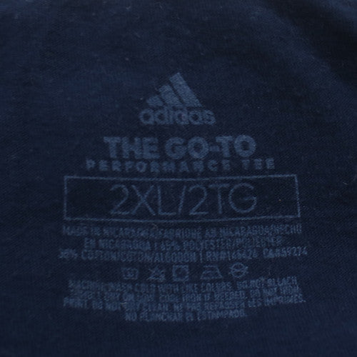 Adidas Men's Blue 'Three Stripe Life' 2XL Performance Cotton T-Shirt