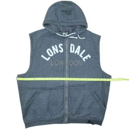 Lonsdale Men's Grey 3XL Sleeveless Full Zip Hoodie