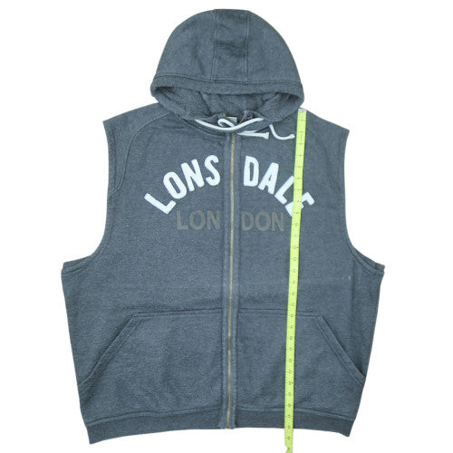 Lonsdale Men's Grey 3XL Sleeveless Full Zip Hoodie