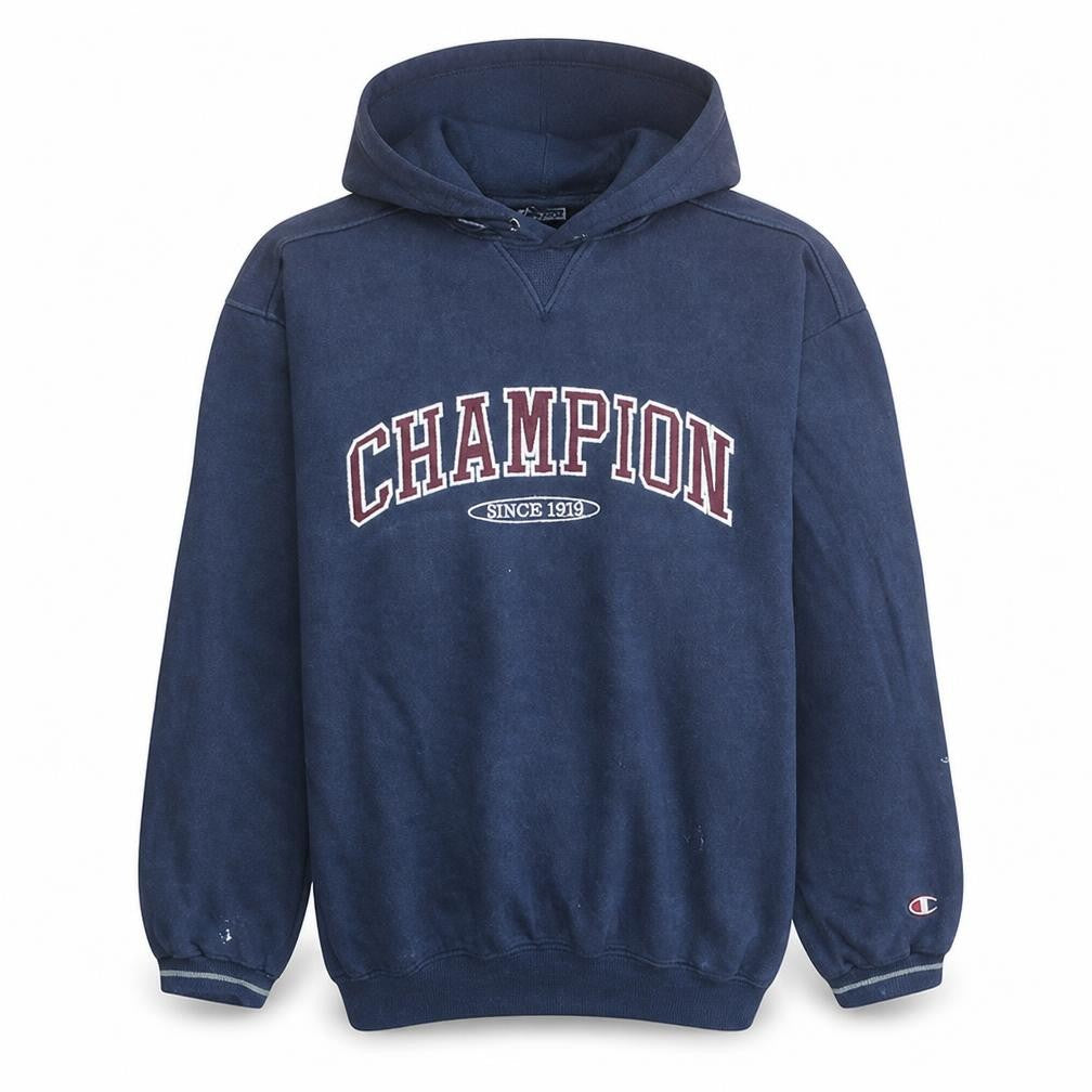 Champion Men's Blue Pullover Hoodie XL Fleece Logo Sweatshirt