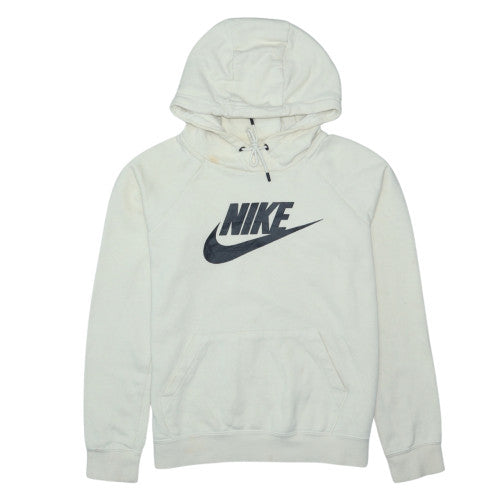 Nike Men Ivory Pullover Hoodie S Fleece Sports Logo Sweatshirt