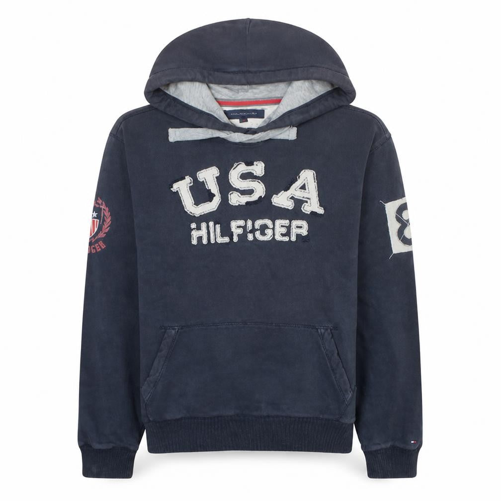 Tommy Hilfiger Men’s Navy USA Hoodie Pullover Sweatshirt L