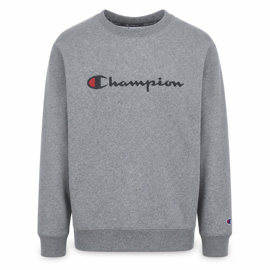 Champion Men's Grey Pullover Sweatshirt L Logo Crew Neck Sportswear