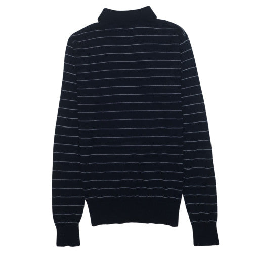 Ralph Lauren Men's Blue Striped Henley Wool Silk Cashmere Jumper Size S