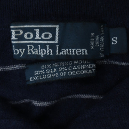 Ralph Lauren Men's Blue Striped Henley Wool Silk Cashmere Jumper Size S