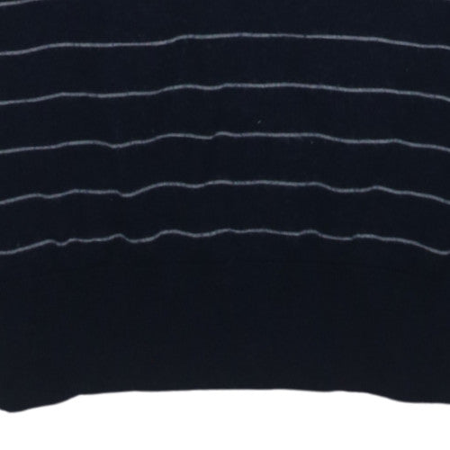 Ralph Lauren Men's Blue Striped Henley Wool Silk Cashmere Jumper Size S