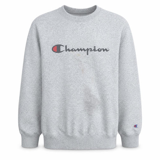 Champion Men's Grey Logo Crew Neck Pullover Sweatshirt L