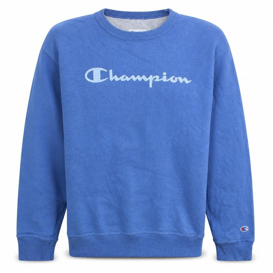 Champion Men's Blue Pullover Sweatshirt Size M Logo Fleece Crew Neck