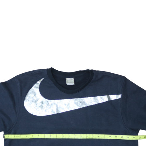 Nike Men's Navy Blue Crew Neck Sweatshirt Large Logo Print
