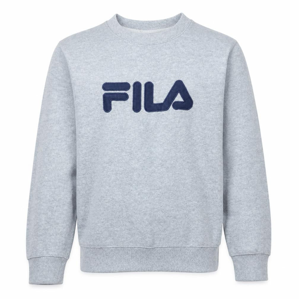 Fila Mens Grey Pullover Sweatshirt M Crew Neck Fleece Logo