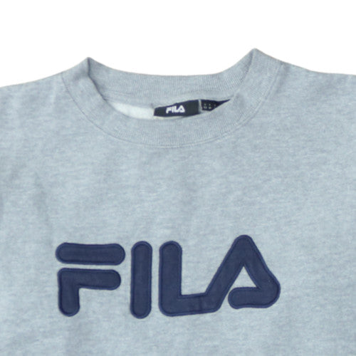 FILA Mens Grey Pullover Sweatshirt M Crew Neck Fleece Logo