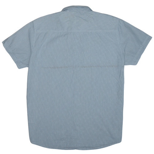 Lee Men's Blue Striped Short Sleeve Cotton Button-Up Shirt XL