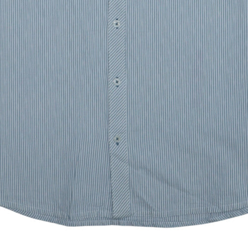 Lee Men's Blue Striped Short Sleeve Cotton Button-Up Shirt XL