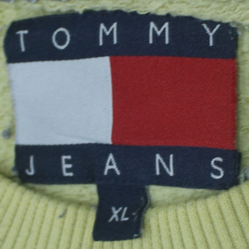 Tommy Jeans Men's Beige XL Pullover Sweatshirt Logo Crew Neck