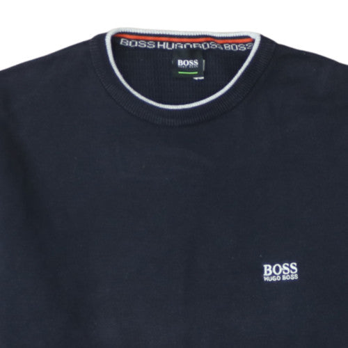 Hugo Boss Men's Blue Cotton Crew Neck Pullover Jumper L