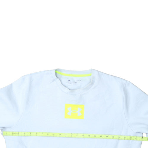 Under Armour Men's White Crew Neck Sweatshirt Large Logo Pullover