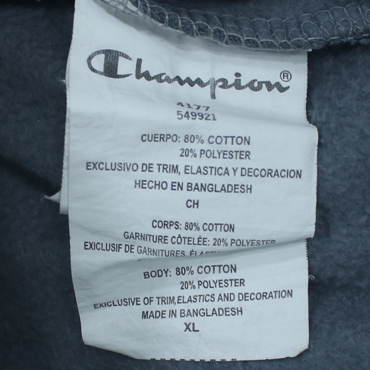 Champion Men's Blue XL Pullover Hoodie Logo Cotton Blend
