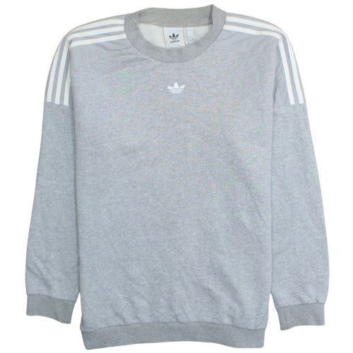 Adidas Mens Grey Crew Neck Sweatshirt L Classic Logo Pullover