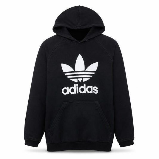 Adidas Men's Black XL Pullover Hoodie with Logo Graphic Print