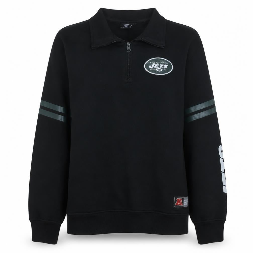 NFL Team Apparel Men's Black Jets 1/4 Zip Sweatshirt M