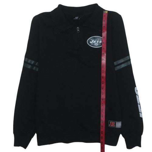 NFL Team Apparel Men's Black Jets 1/4 Zip Sweatshirt M