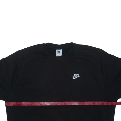Nike Men Black Large Crew Neck Pullover Sweatshirt Fleece Cotton Blend