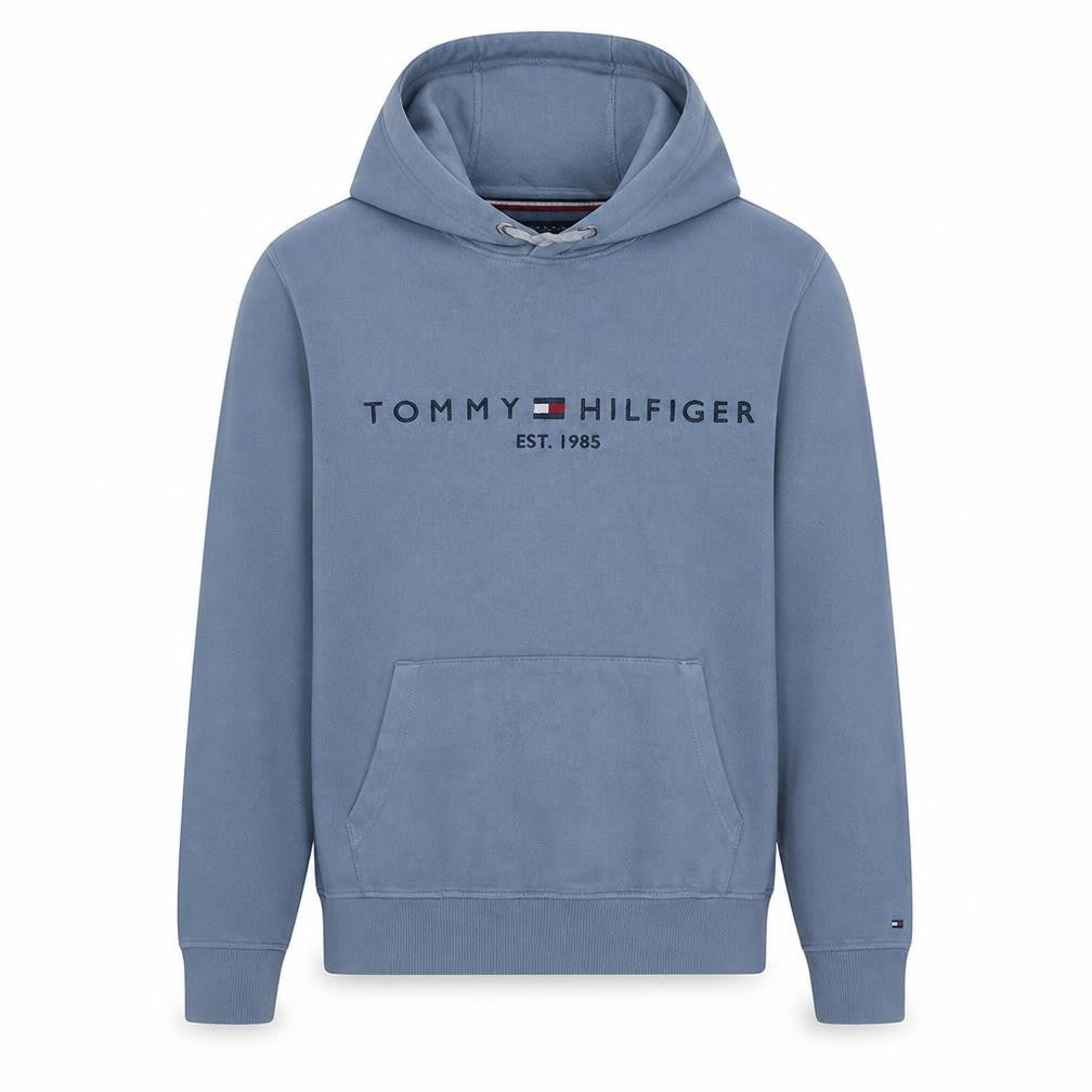 Tommy Hilfiger Men's Blue Pullover Hoodie L Cotton Blend Logo