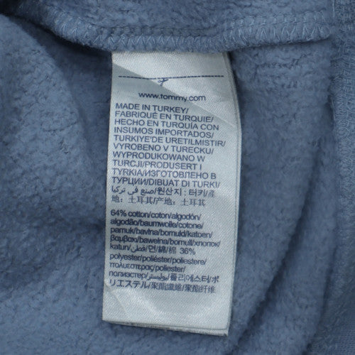 Tommy Hilfiger Men's Blue Pullover Hoodie L Cotton Blend Logo
