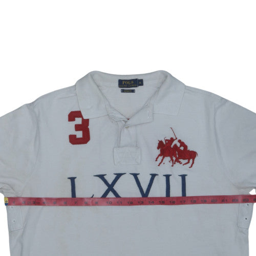 Ralph Lauren Men's White XL Polo Shirt Custom Fit Embroidered Sports