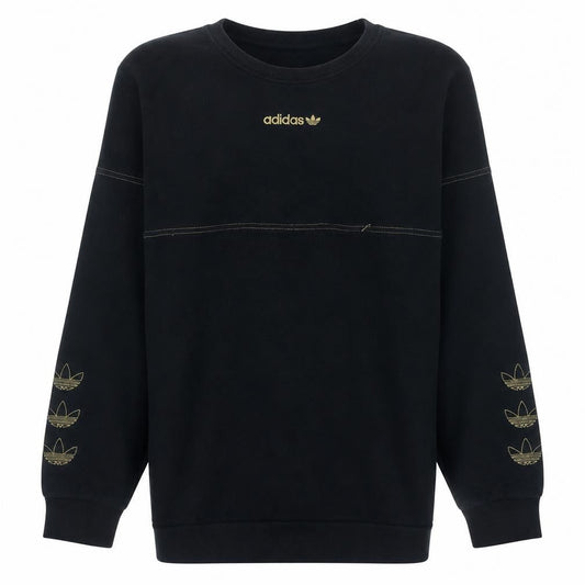 Adidas Womens Black Crew Neck Pullover Sweatshirt Size XL 70% Cotton