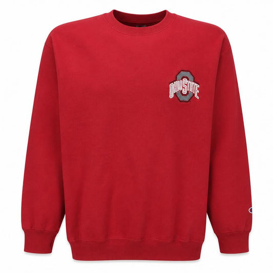 Champion Men's Red Ohio State Crew Neck Sweatshirt Size L