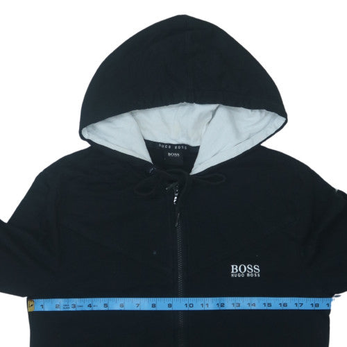Hugo Boss Womens Black Full Zip Hoodie Size M with Drawstring Hood