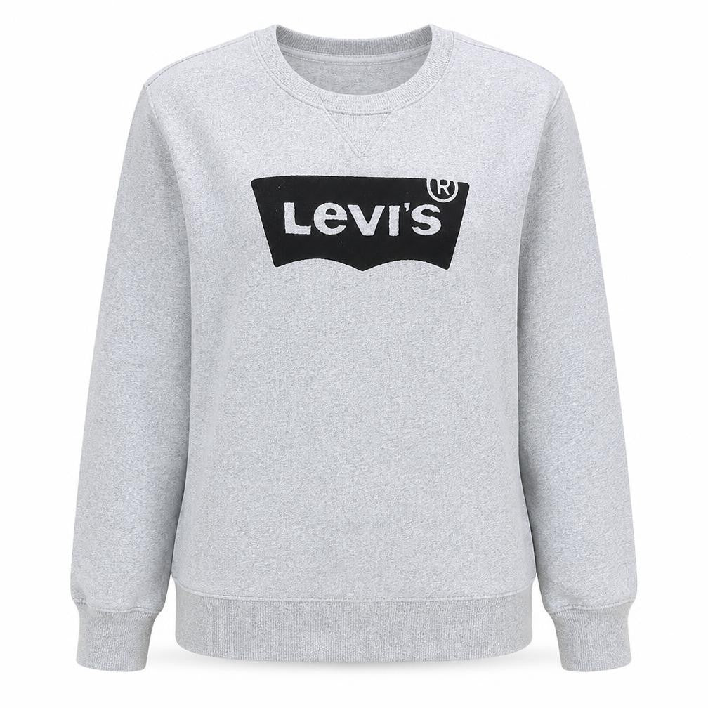 Levi's Women Grey Logo Crew Neck Pullover Sweatshirt Size S