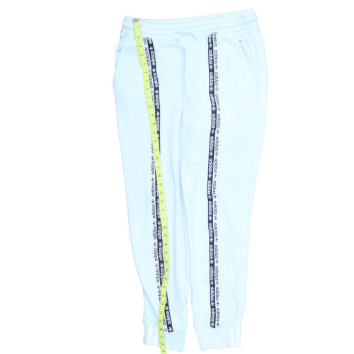 adidas Womens Blue Jogger Trousers Size 14 Logo Stripe Cuffed Track Pants