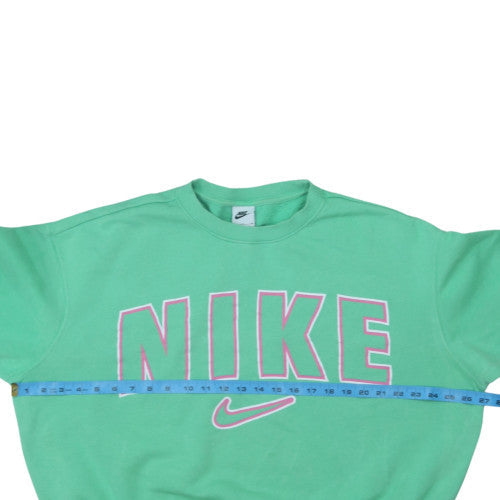 Nike Womens Green Small Pullover Sweatshirt Crew Neck Logo Print