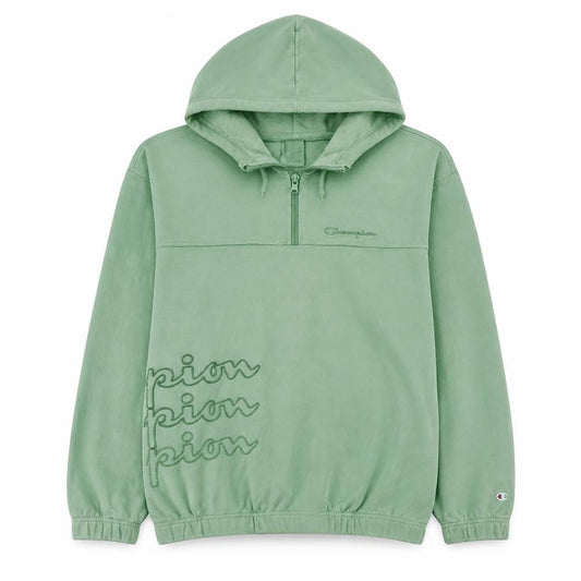 Champion Womens Green 1/4 Zip Hooded Pullover Sweatshirt Medium