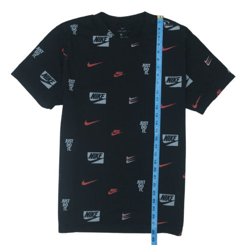 Nike Men's Black Graphic Print Logo Crew Neck T-Shirt Size M