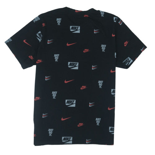 Nike Men's Black Graphic Print Logo Crew Neck T-Shirt Size M