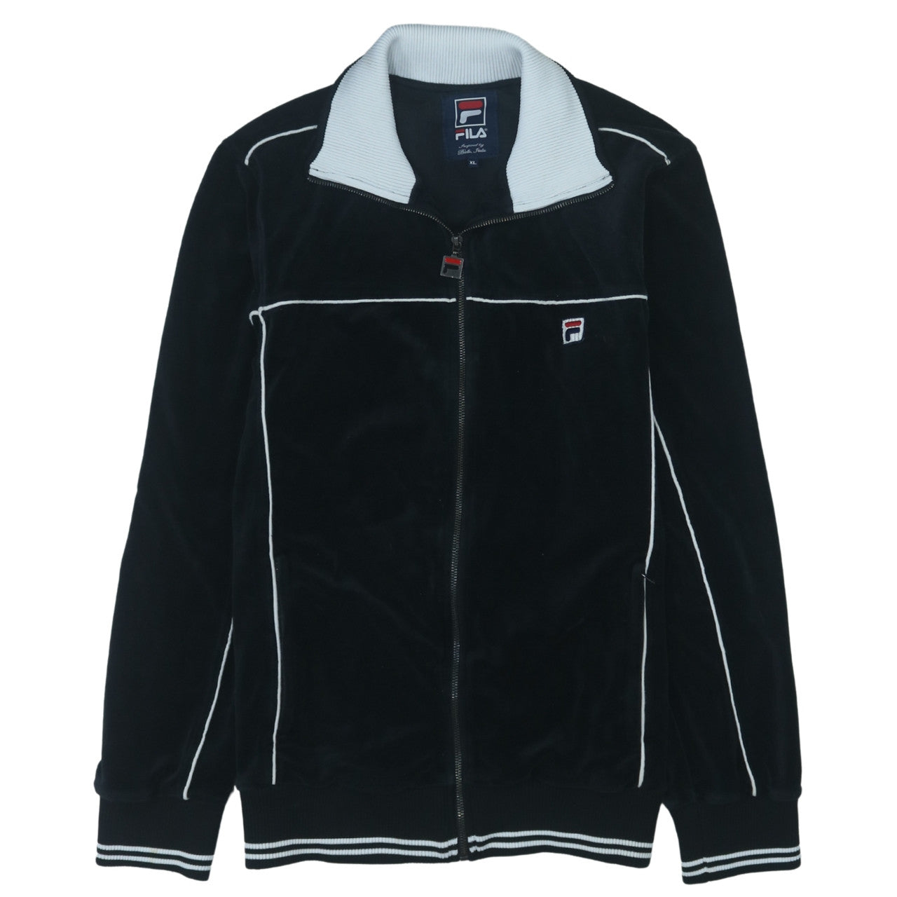 Fila Men's Black XL Velour Track Jacket Full Zip Retro Sportswear