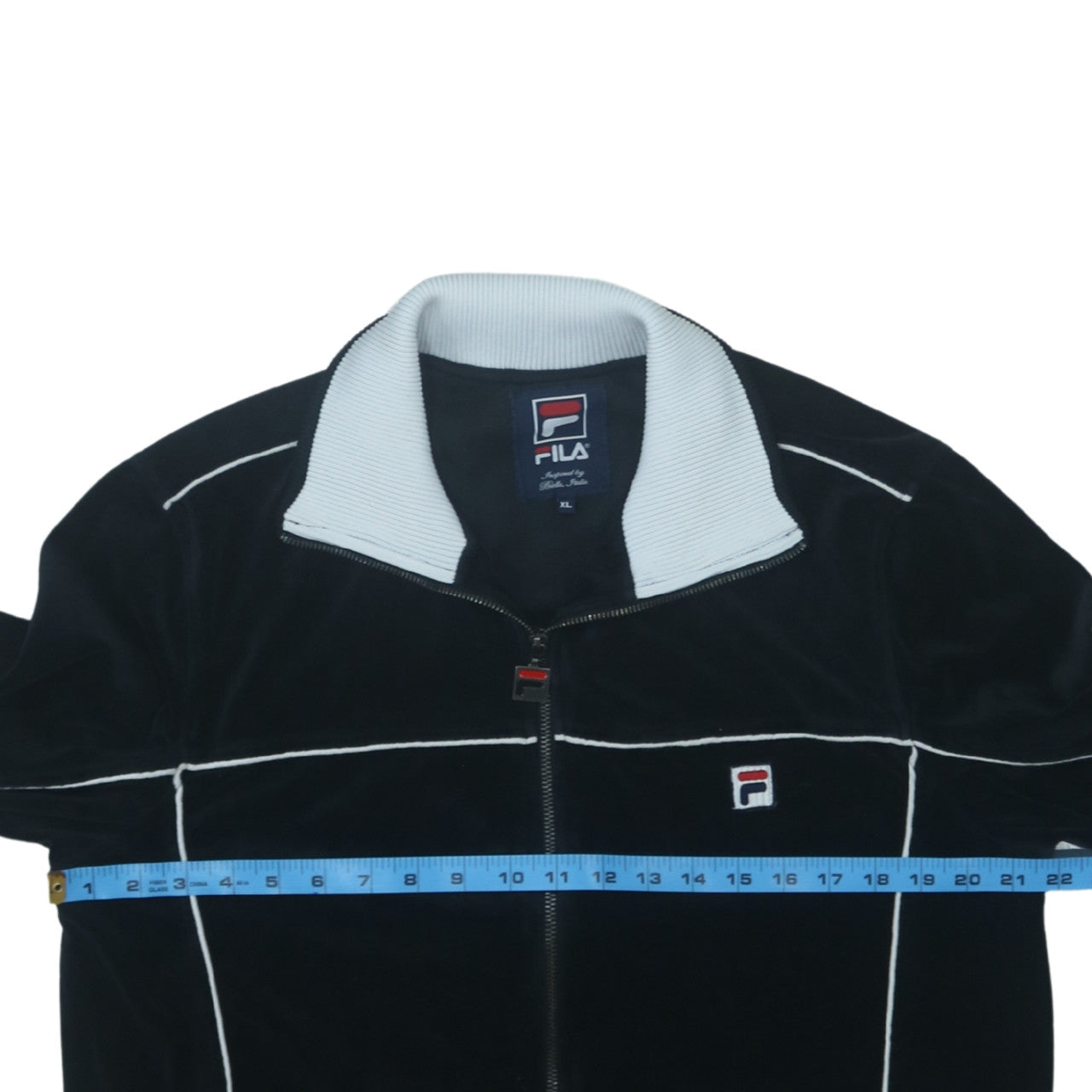 Fila Men's Black XL Velour Track Jacket Full Zip Retro Sportswear