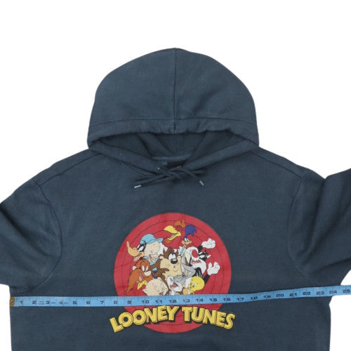 H&M Women Navy Blue Looney Tunes Pullover Hoodie Size L Regular Fit