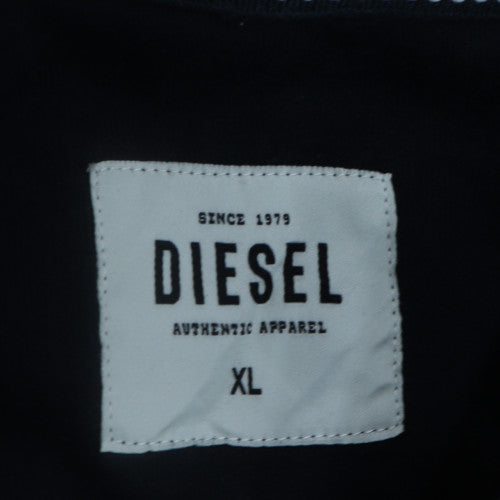 Diesel Men's Black XL Full Zip Track Jacket - Cotton Blend