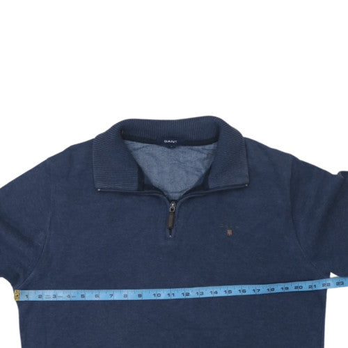 GANT Men's Blue 1/4 Zip Cotton Sweatshirt Size M Mock Neck