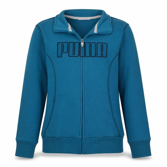 Puma Women Blue Full Zip Track Jacket Size 14 Cotton Blend