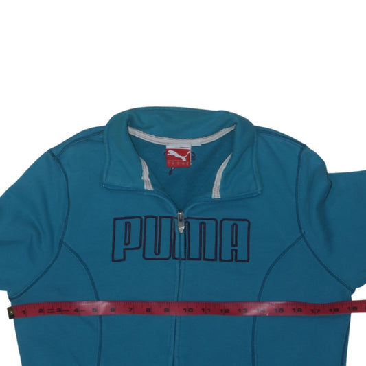 Puma Women Blue Full Zip Track Jacket Size 14 Cotton Blend