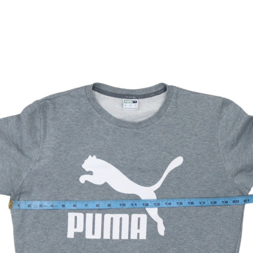 Puma Men Grey Small Crew Neck Pullover Sweatshirt